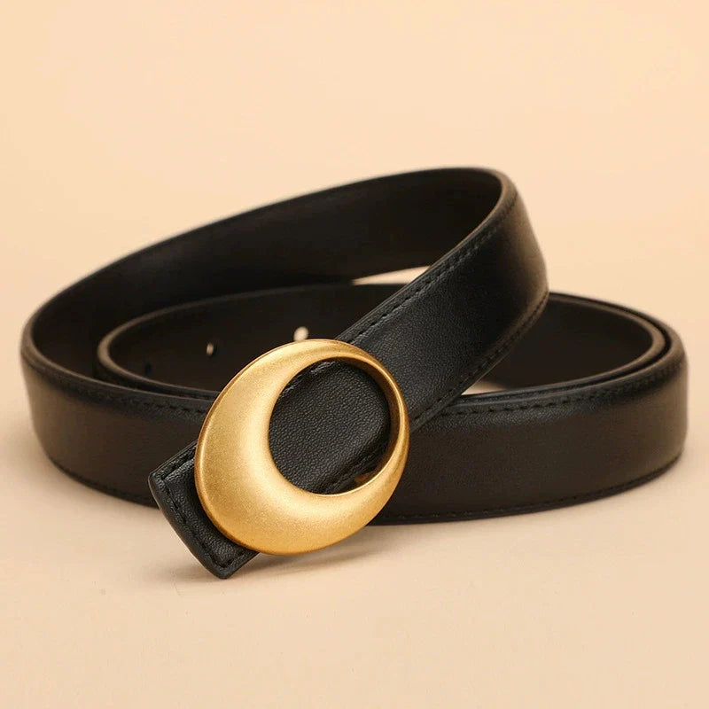 Fashionable women's belt; cowhide leather belt for women; versatile decoration with a high-end feel; trendy Korean-style
