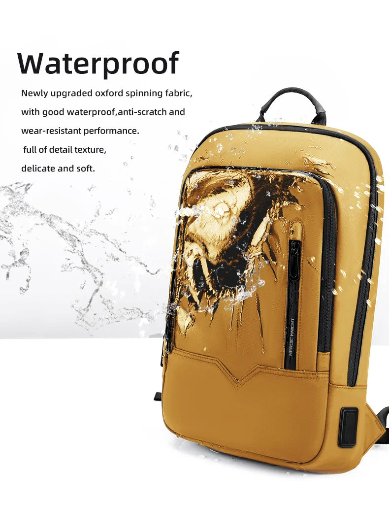 Heroic Knight Thin Male Work Backpack Multifunctional Fashion 15.6 In Laptop Backpack Casual Waterproof Business Travel Daypack