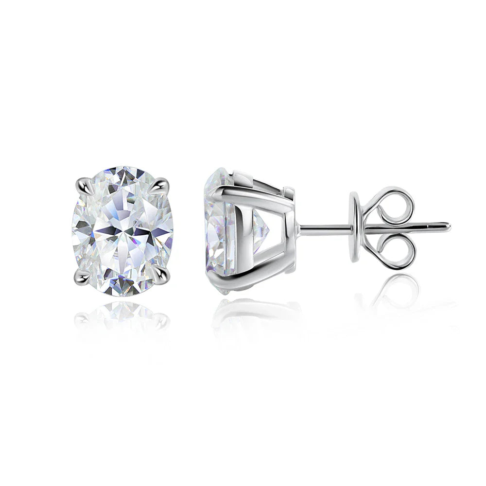 Smyoue Each 1-4CT Oval Cut Certified Moissanite Stud Earrings for Women Ideal Cut Gemstone 100% 925 Sterling Silver Plated 18k
