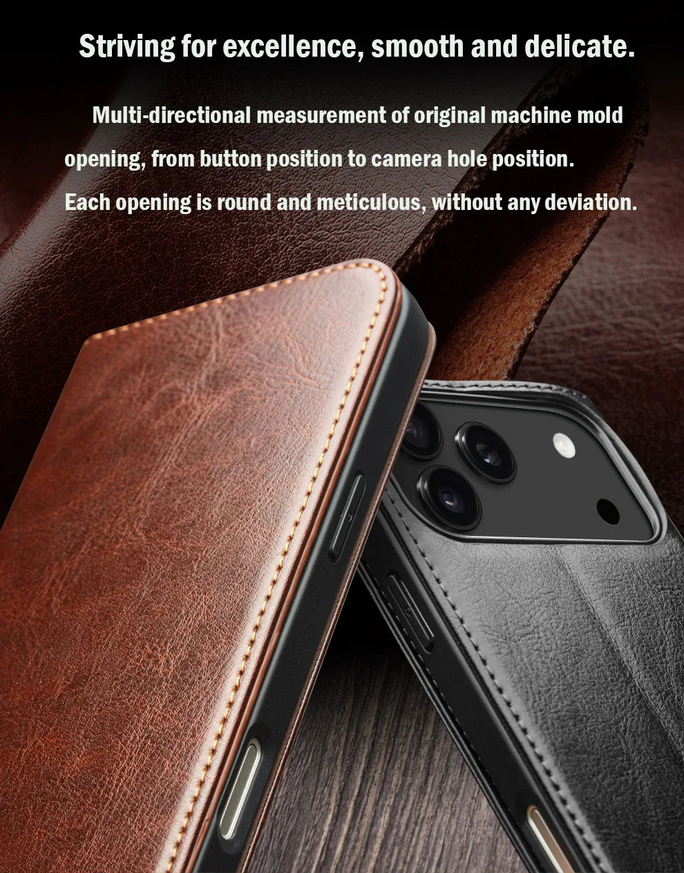 QIALINO Case for iPhone 17 Pro Max Luxury Ultra Slim Handmade Genuine Leather Wallet Card Slot Flip Cover for iPhone 17 Pro/Air