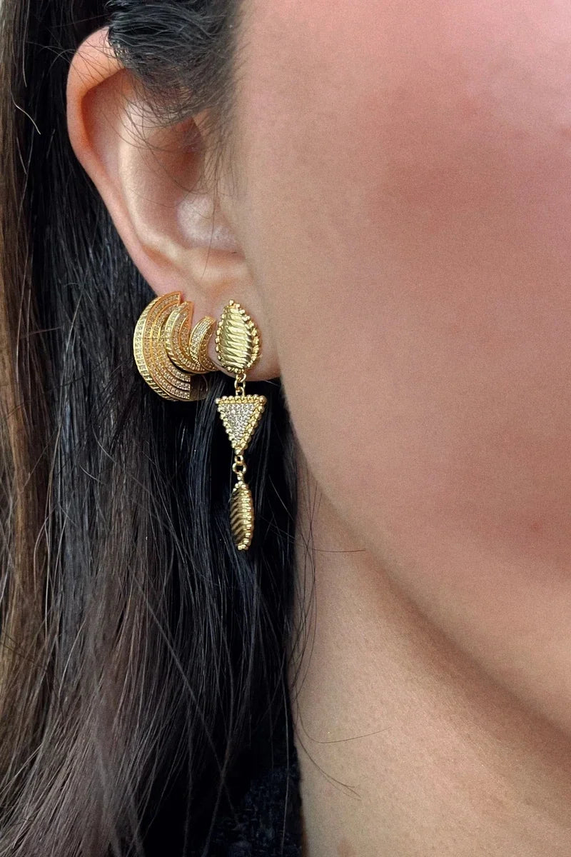 Plain Brushed Micro Paved 5A Cubic Zirconia CZ Sparking Gold Color Geometric 2025 New Women Hoop Earring