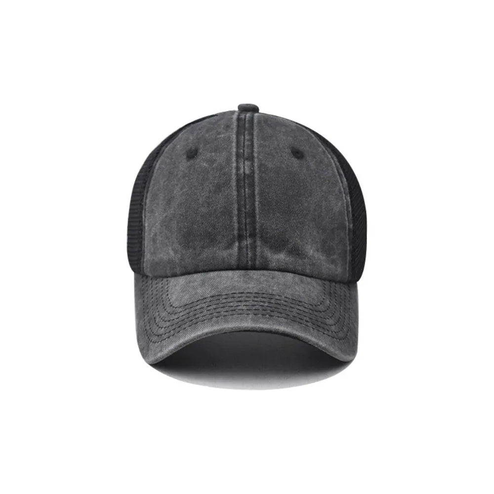 Vintage Washed Cotton Baseball Cap Women Men UV Protection Breathable Mesh Cap Visor Adjustable Hip Hop Caps