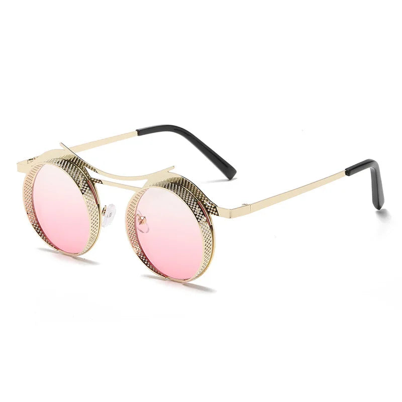 OEC CPO Steampunk Round Sunglasses Women Men 2023 Metal Mesh Personality Sun Glasses Female Eyewear Goggle UV400 Shades Oculos