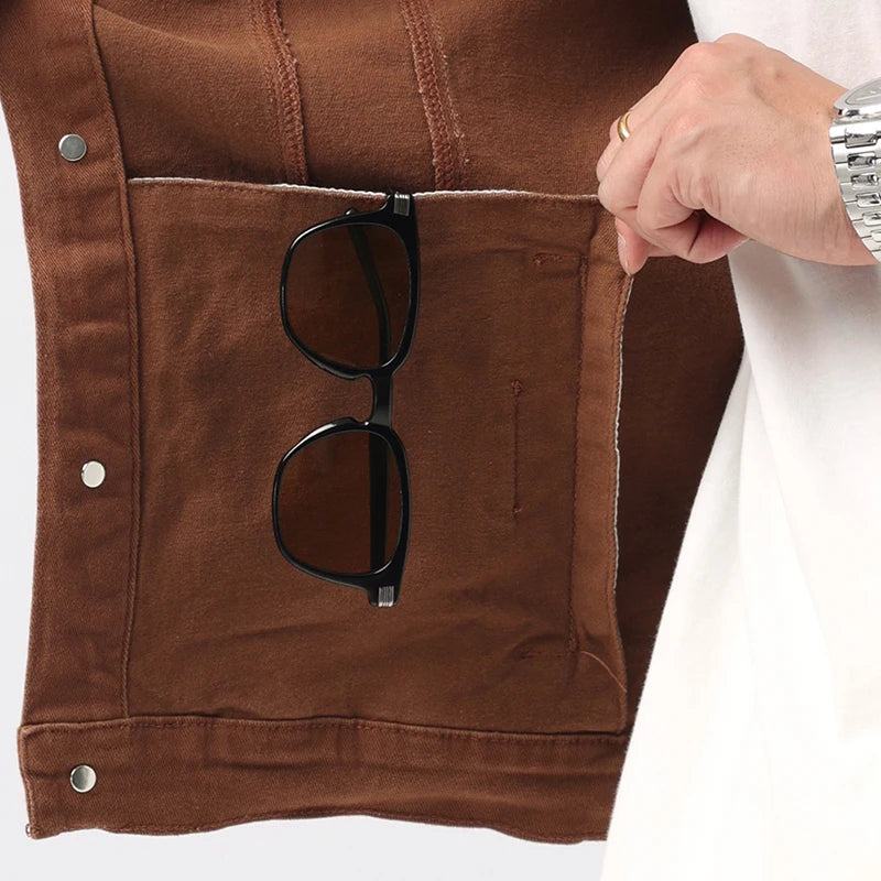 Men's Caramel Denim Jacket spring and autumn style denim jacket for men