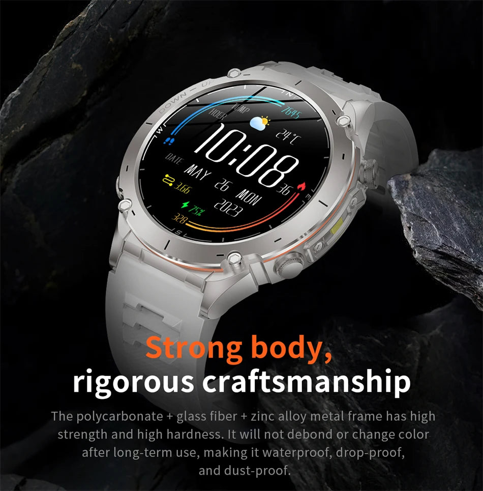 New Men Outdoors Sports Military GPS SmartWatch 10ATM Waterproof 730mAh High Battery Compass NFC HD Call For Android IOS Watch