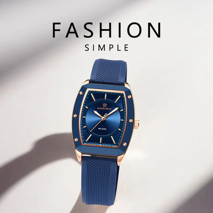 NAVIFORCE Top Brand Women Tonneau Watches Fashion Ladies Quartz Watch Silicone Strap Gift Female Wristwatch Relojes Para Mujer