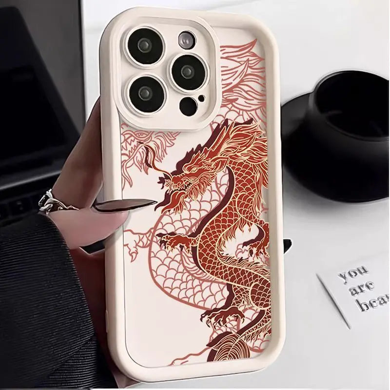 East Dragon Soft Phone Case For iPhone 11 12 13 14 15 Pro Max XR XS X 7 8 Plus SE 2024 Silicone INS Covers