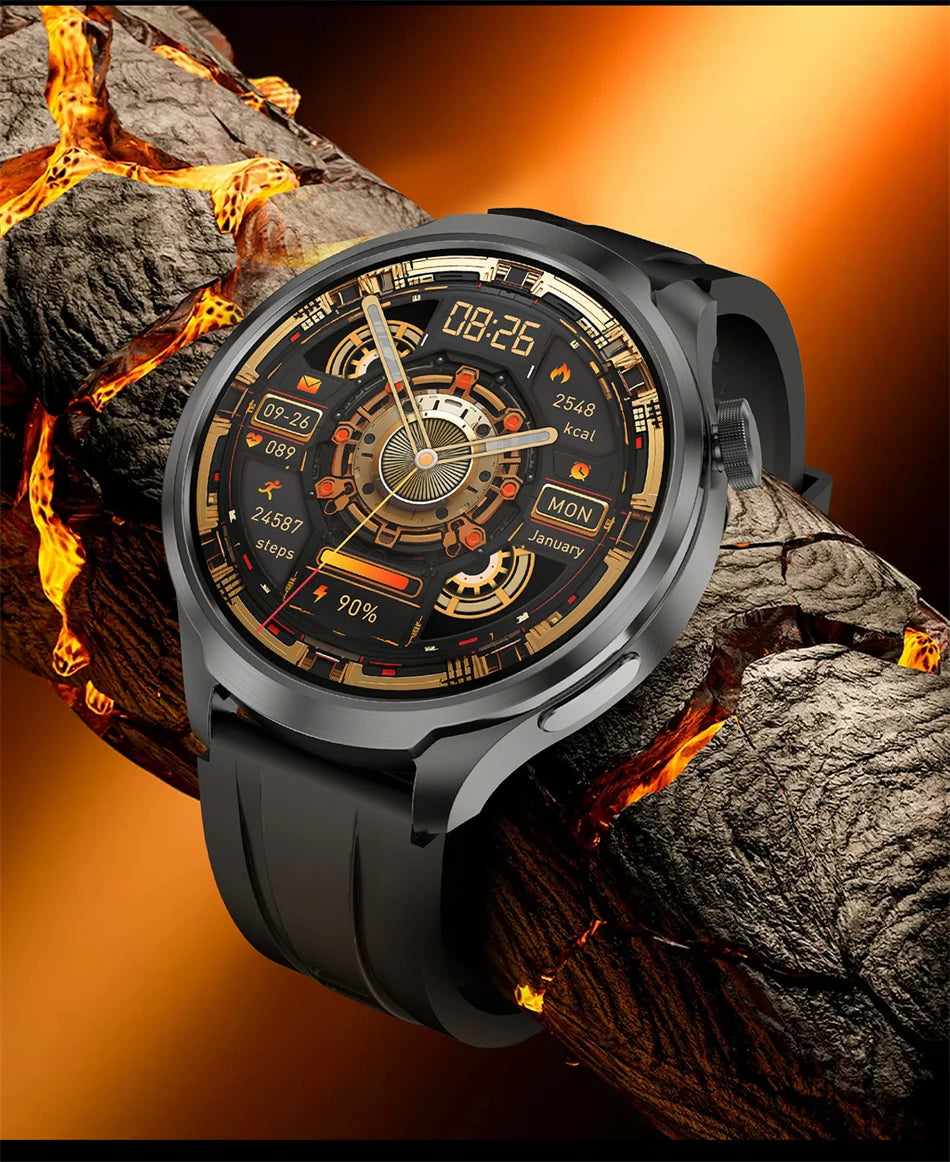 BOXUXING 1.85-inch Smart Watch Men Sport Waterproof Fitness Heart Rate Watches Compass GPS Track NFC Bluetooth Call Smartwatch