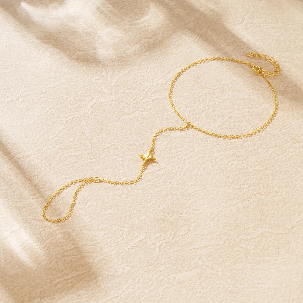 CANNER Minimalism Octagonal Star Finger Bracelet For Women 925 Sterling Silver Ins Flower Multi-layer Bracelet Fine Jewelry