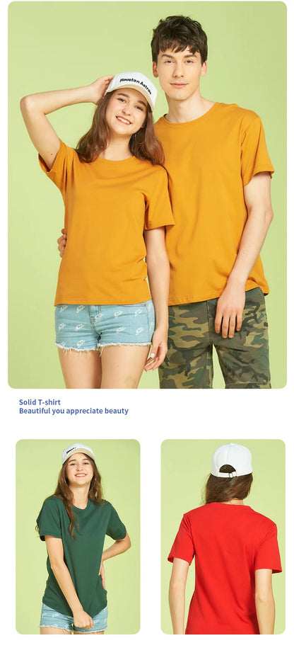 6.7oz 190gsm Combed Cotton Tees Tshirts Mens Solid Tops Woman Male Custom Team Uniform Class Clothes Summer Brand Customization