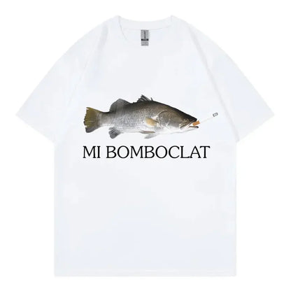 Funny Bomboclat Fish Meme T-shirt High Street Fashion Trend Y2k Short Sleeve T-shirts Women Harajuku Vintage Style T Shirts