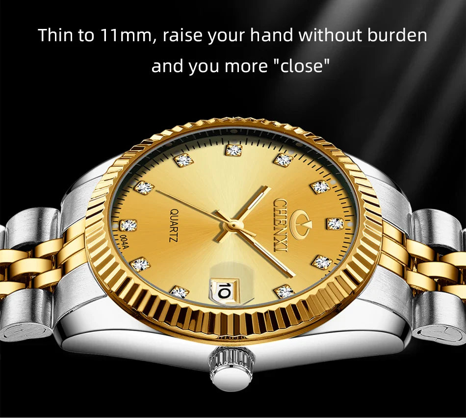 CHENXI Super Hot Sale Luxury Women's Watch Quartz Golden Stainless Steel Small Dial Charm Dress Trendy Wristwatch for Fashion La