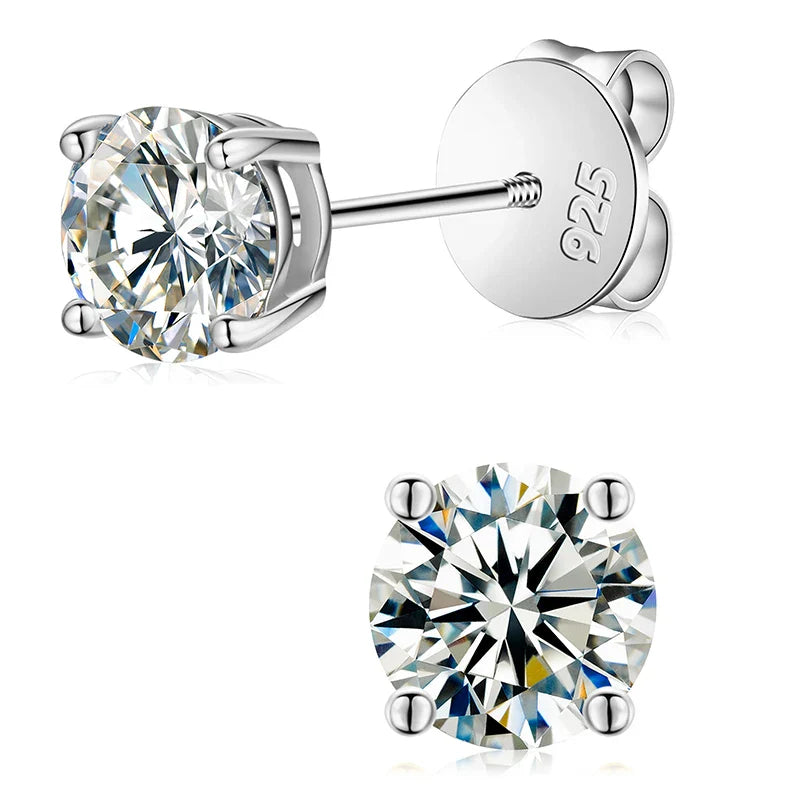 D Color Moissanite Stud Earrings For Women Top Quality 100% 925 Sterling Silver Sparkling Wedding Jewelry Shining Ear Accessory