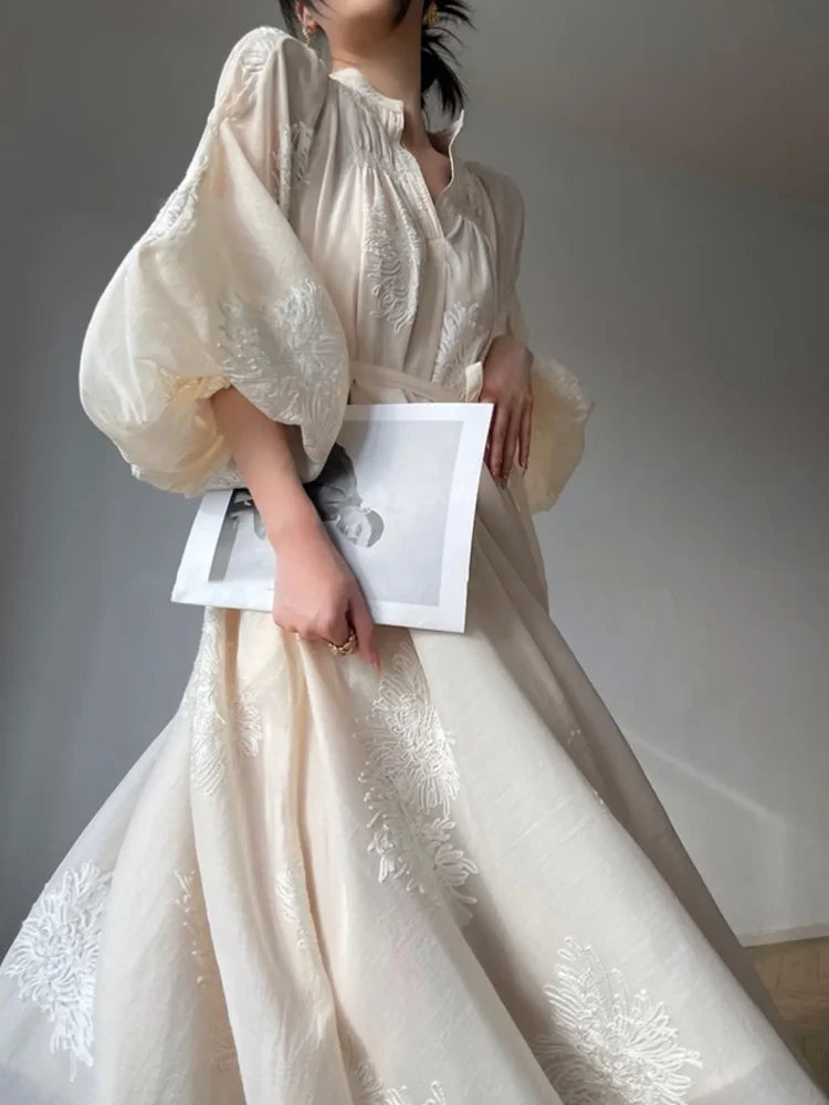 Evening Dresses: Embroidery Midi Dresses for Women Elegant Evening Party