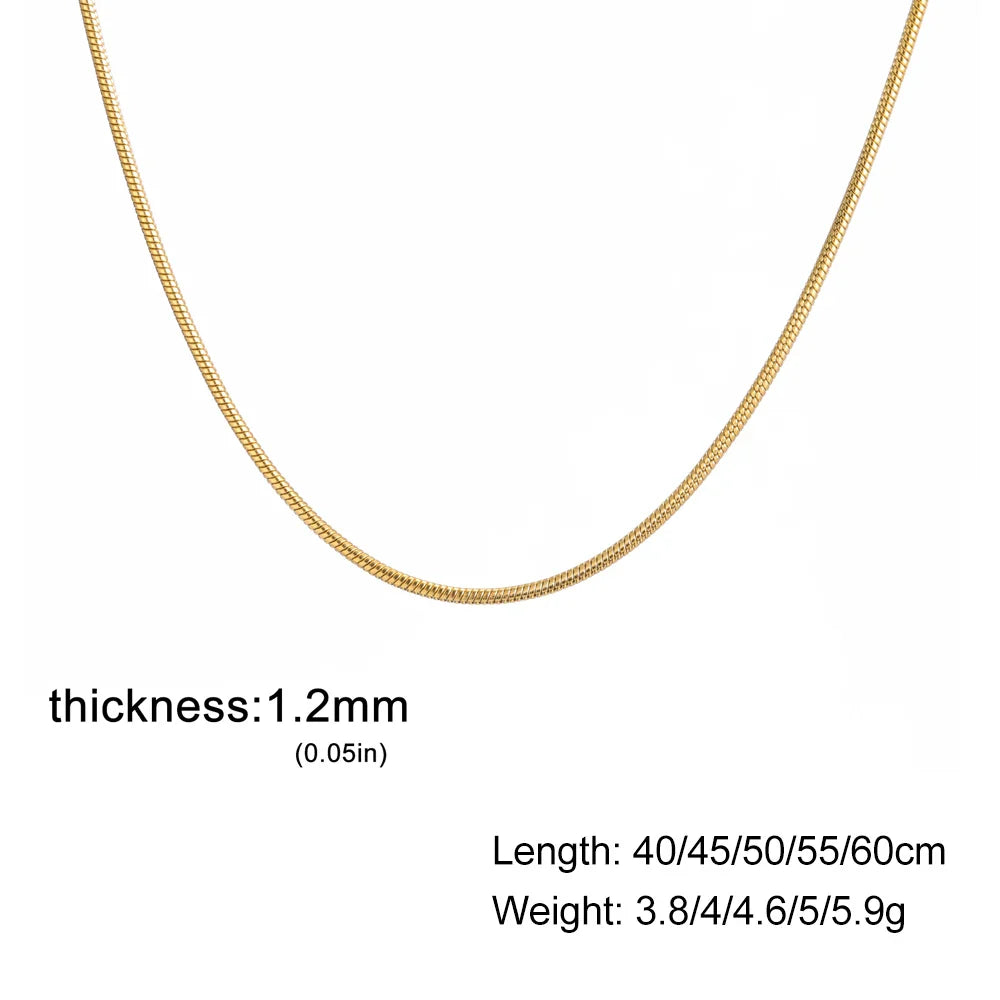 Skyrim Stainless Steel Gold Color Round Snake Chain Necklace Women Men Long Neck Chains Trendy Punk Jewelry Gift Wholesale