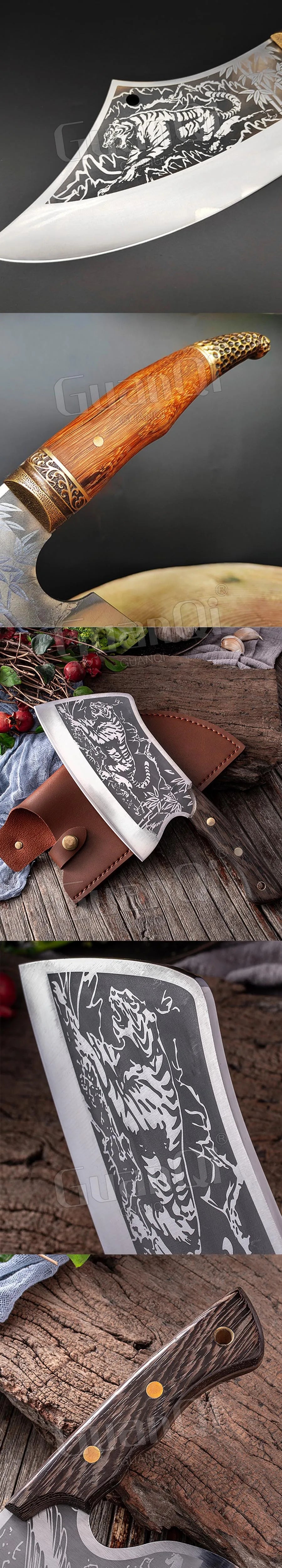 High Hardness Butcher Knife Stainless Steel Tiger Pattern Kitchen knife Bone Chopper
