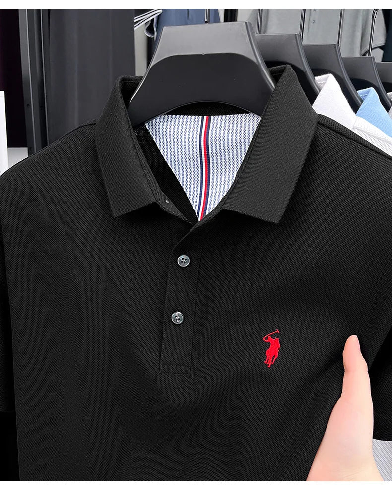 100% pure cotton high-end brand men's short sleeve polo shirt summer fashion original pony embroidery golf Paul  casual T-shirt