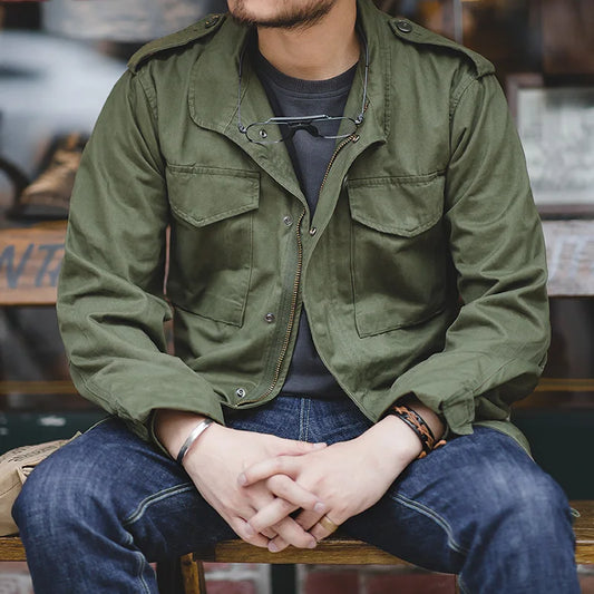 Jackets For Men Green Oversize Denim Jacket Vintage Casual Windbreaker Solid Coat