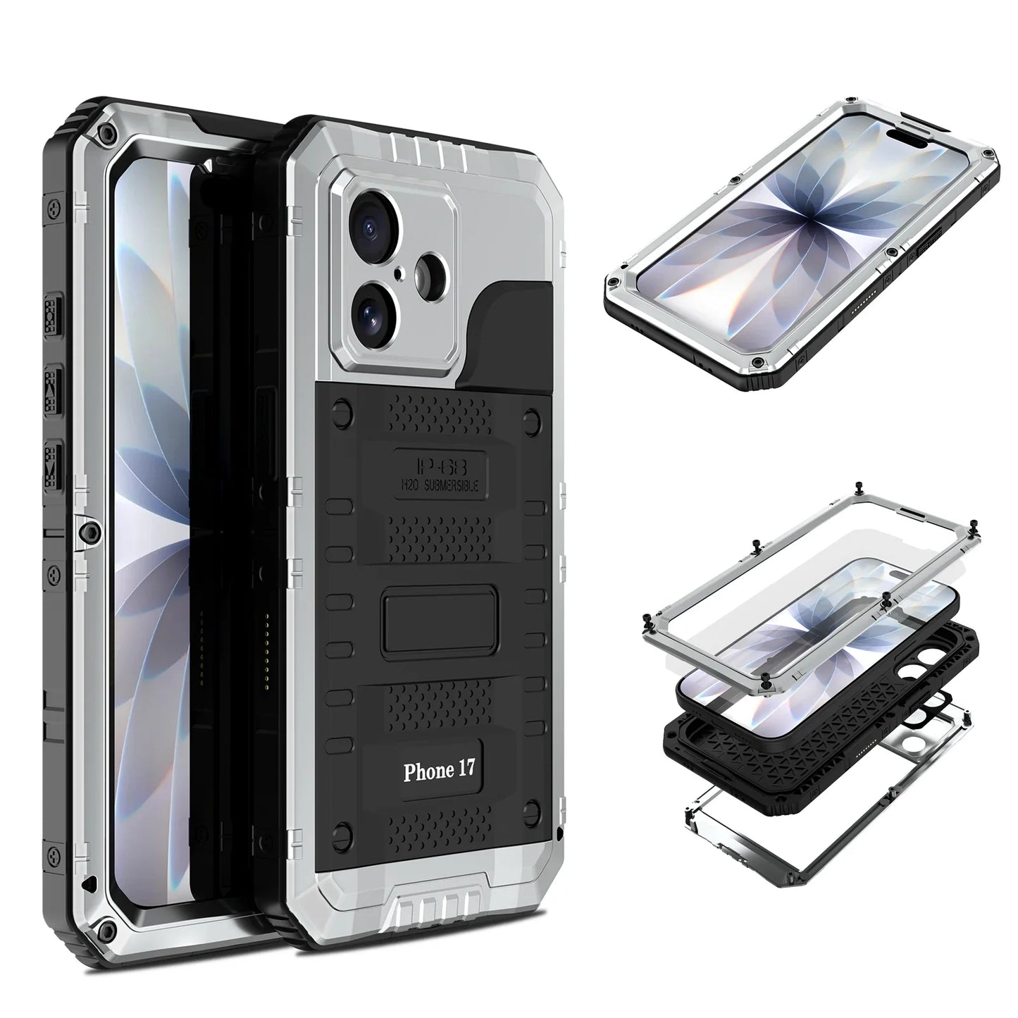 Case For iPhone Air 17 Pro Max 17Pro 17 IP68 Waterproof Metal Heavy Duty Shockproof Cover Glass Screen Protector