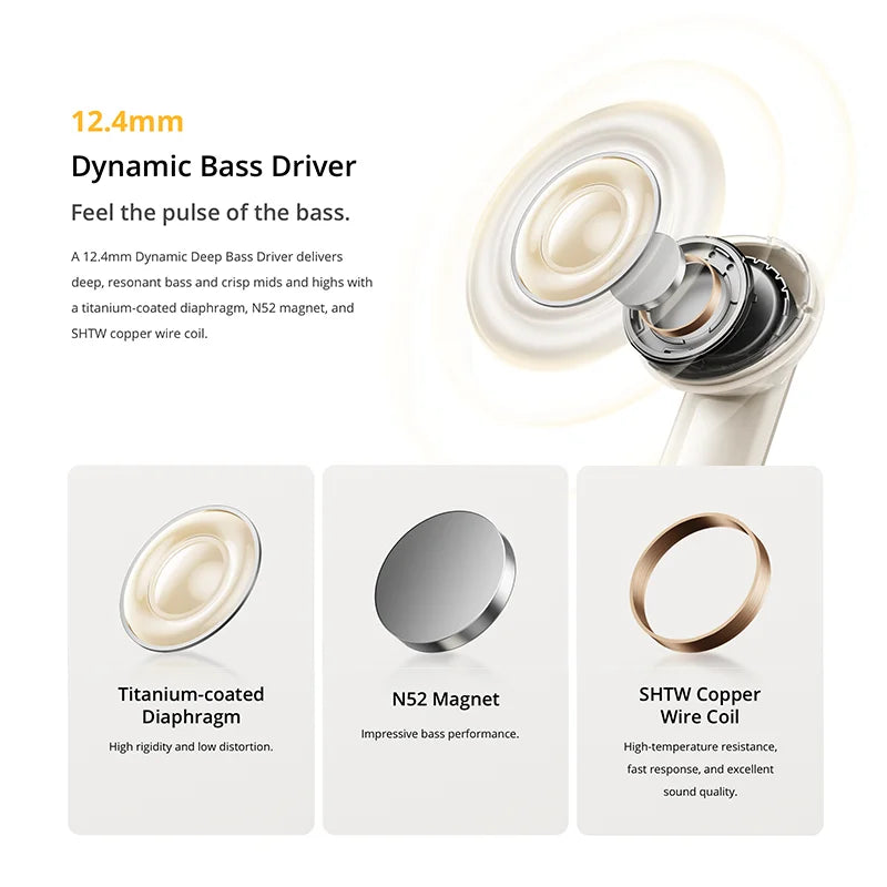 Global Version realme Buds Air 7 TWS Earphone 52dB Noise Cancellation 52 Hours Battery Life 12.4mm Bass Driver LHDC 5.0 IP55