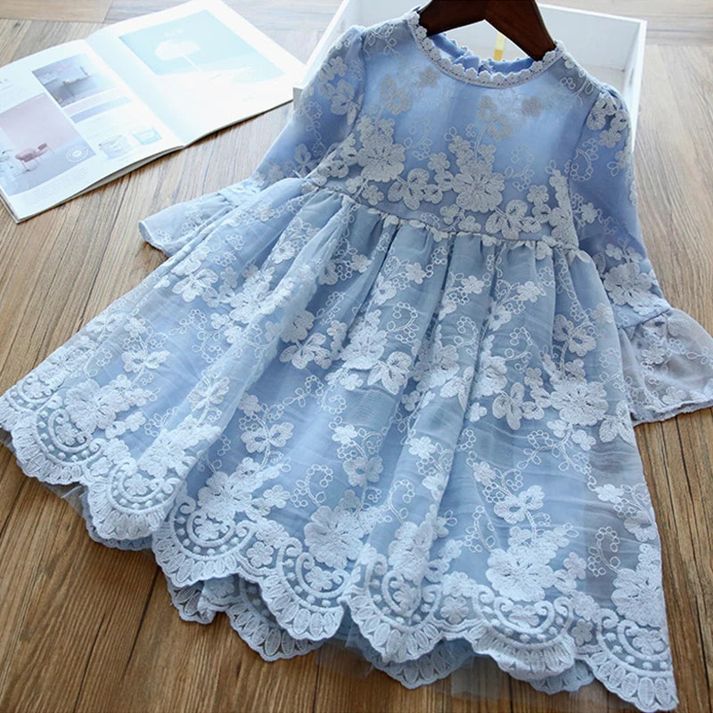 Kids Dresses For Girls Flower Lace Tulle Dress Wedding Little Girl Ceremony Party