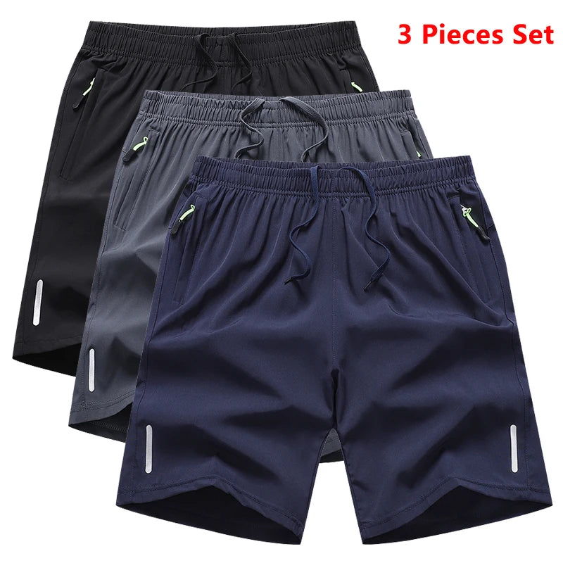 3 Pieces Gym Sports Shorts Men Quick Dry Workout Running Training Fitness Jogging Short Pants Man Summer Board Shorts Breathable