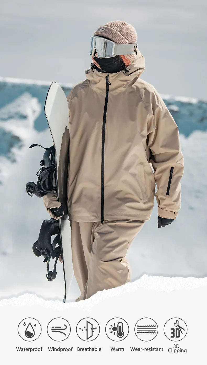 Gsou Snow 2025 Solid Color Professional Snowboard Suit Windproof Waterproof Breathable Unisex Ski Jacket And Pants for Men Women