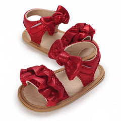 Infant Girl Sandals Princess PU Pull Strap Flat Anti-Slip Rubber Sole Light Weight