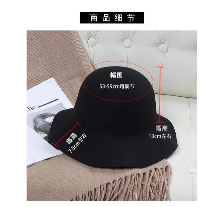 2025 NEW Fedora Hat Women's Autumn Wave Curled English Retro Versatile Fisherman Hat Fashion Hepburn Style Woolen Top Hat