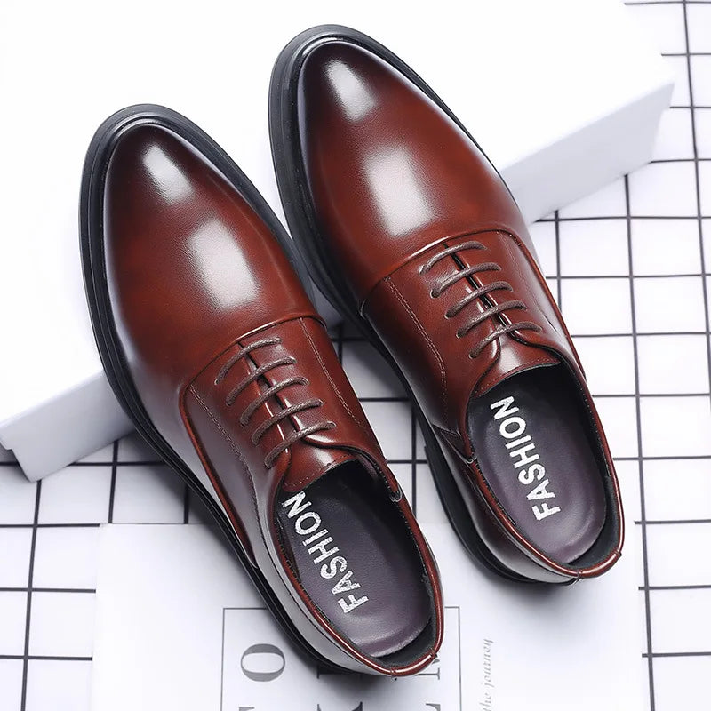 Leather Shoes Men's Breathable Black Soft   Bottom Man Business Formal Wear Casual  Wedding  Zapatos Hombre