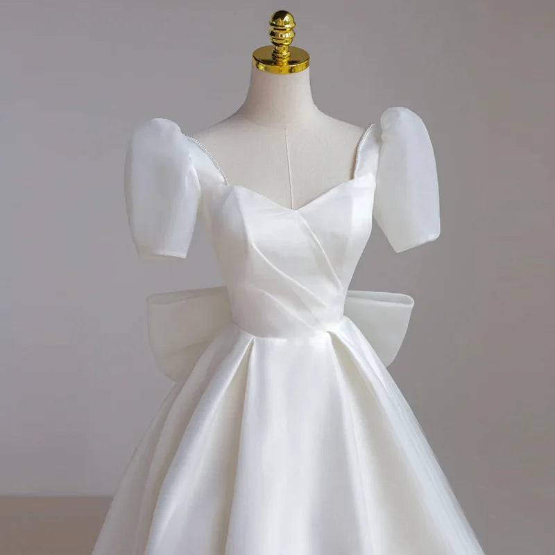 Homecoming Dresses: White Satin Maxi Wedding Dresses for Bride