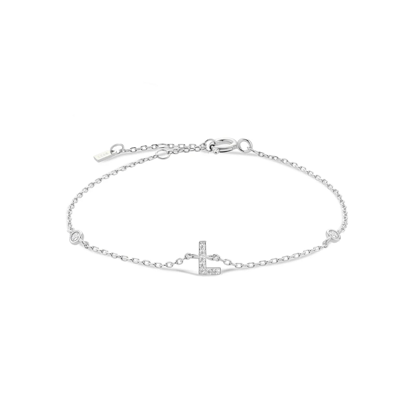 VEWANT 925 Sterling Silver Monogram Letter A - Z Initial Charm Chain Bracelet Luxury Wedding CrystalFine Jewelry