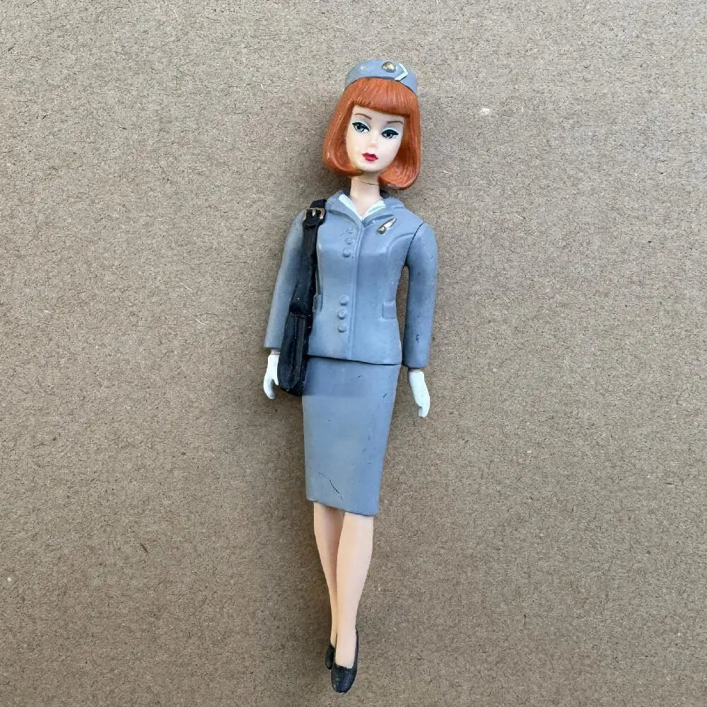Original Vintage ST Mini Figure Dolls 10cm Flight Attendant 7cm Astronaut Cute Little Girl Joints Movable Limited Collections