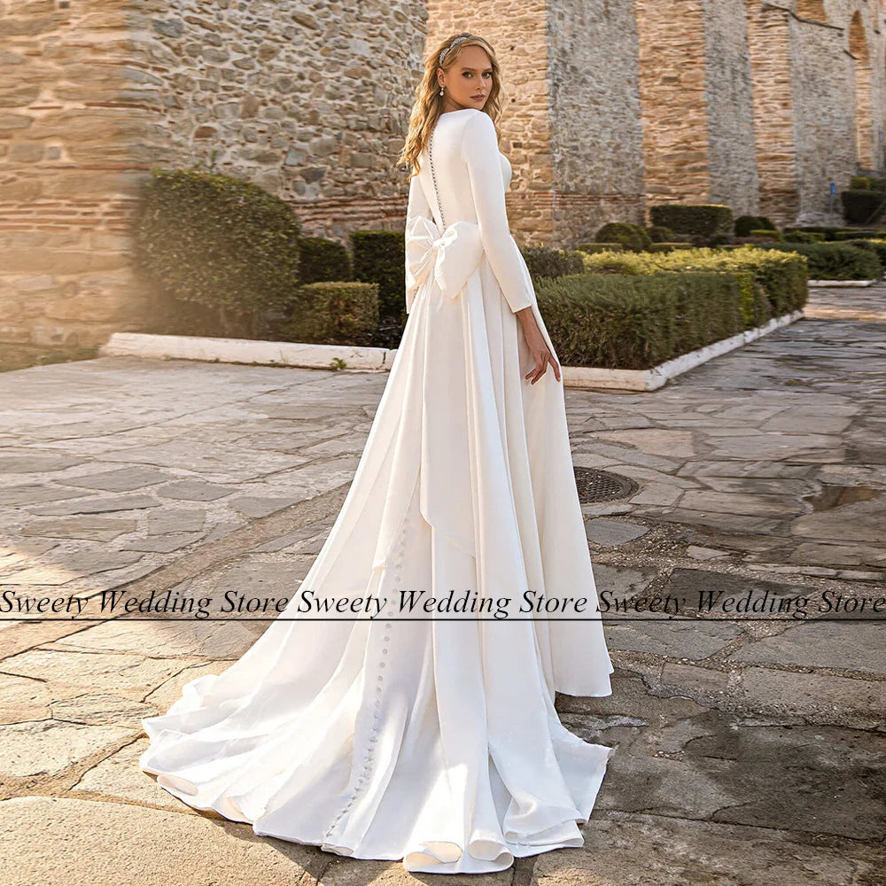 White Bridesmaid Dresses: Wedding Dress Muslim Bridal Dresses Long Sleeve