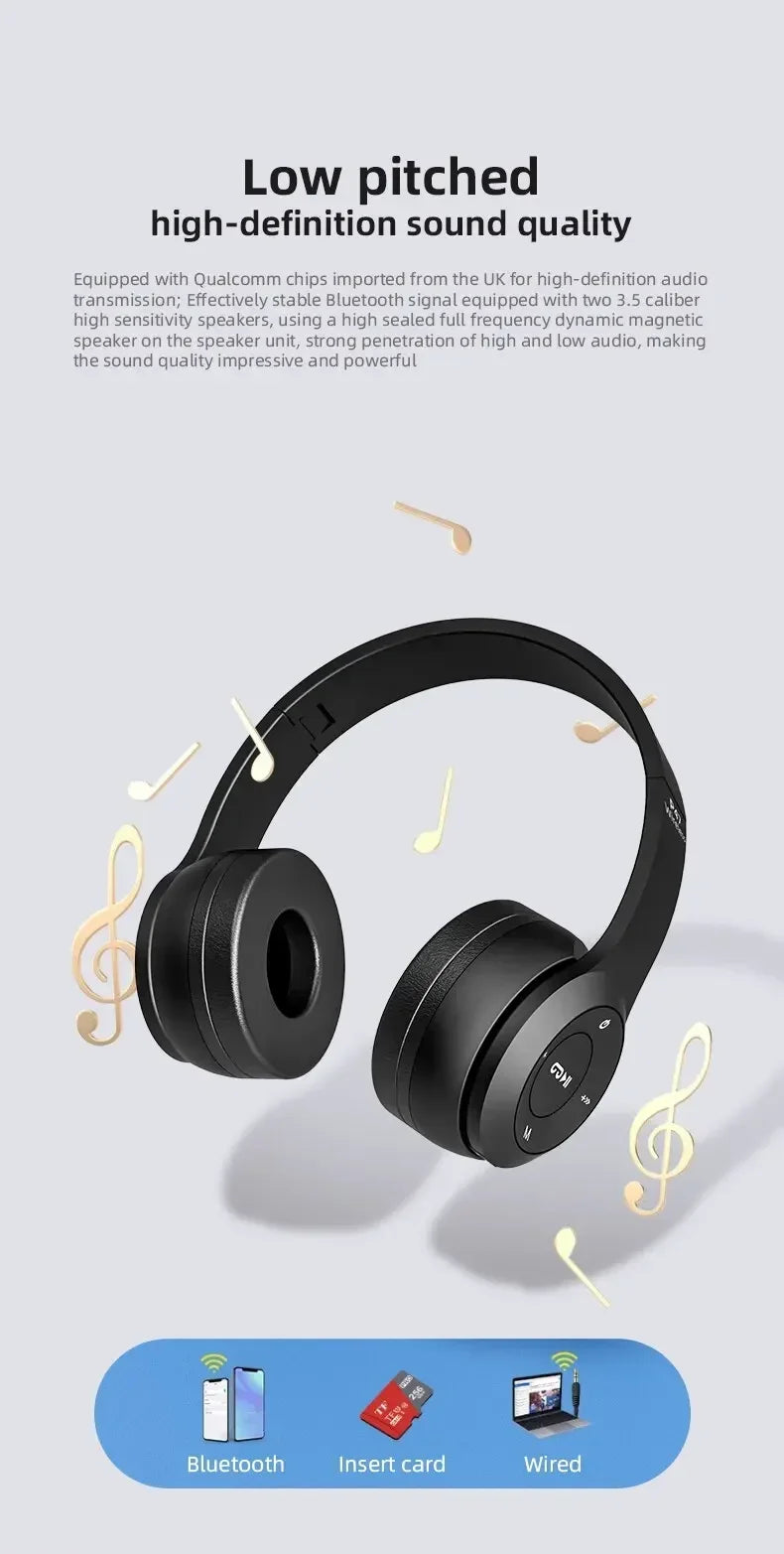 Stereo P47 Headset 5.0 Bluetooth Headset Folding Series Wireless Outdoor SportsHeadset for iPhone Samsung PC Game Accessories