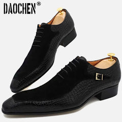 Luxury Men Oxford Shoes Lace up Split Toe Coffee Black Formal Men Dress Shoes