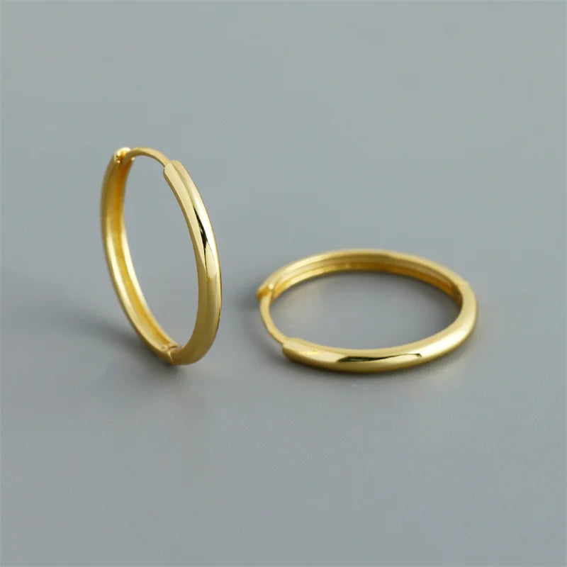 WANTME 925 Sterling Silver Minimalist Matte Gothic Unisex Huggies Ear Hoop Earrings for Women Men Piercing Ear Buckle Jewelry