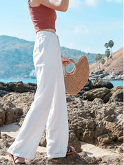 Women's Pants Summer Casual Wide Leg Loose Thin Cotton Linen Clothes