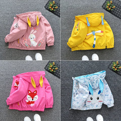 Cartoon Kids Jacket Autumn Casual Girls Windbreaker Coat Hooded Zipper Boys  Coats