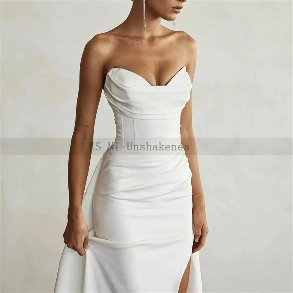 White Bridesmaid Dresses: Wedding Dresses Mermaid Strapless Bride Dress Long Train