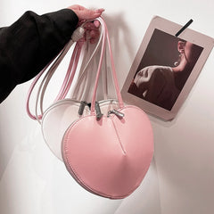 Peach Heart Shape Crossbody Bag Small Shoulder Bag Ladies PU Fashion