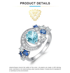 JewelryPalace Moon Star 6.8ct Genuine Sky Blue Topaz Created Sapphire