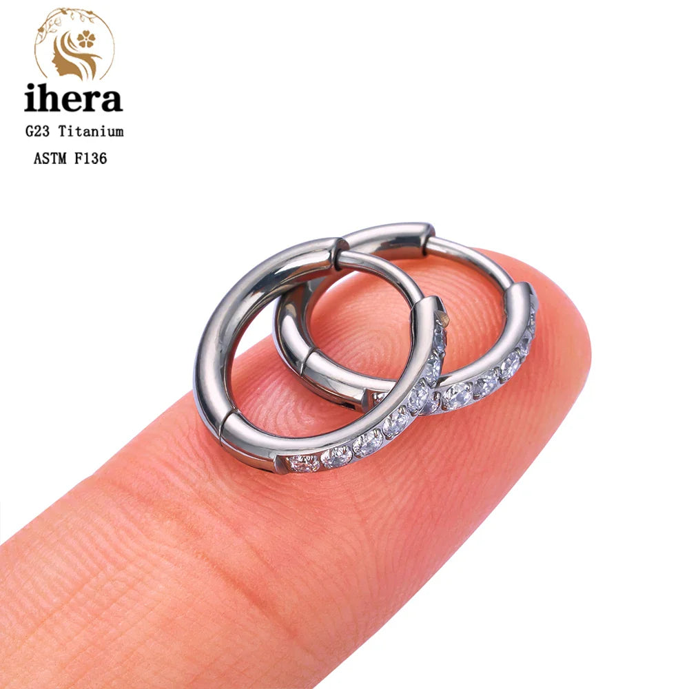 2/20PCS G23 Titanium Piercing Round Earrings Hoops with Zircon Ear Buckle Women Ear Tragus Cartilage Helix Piercing Jewelry