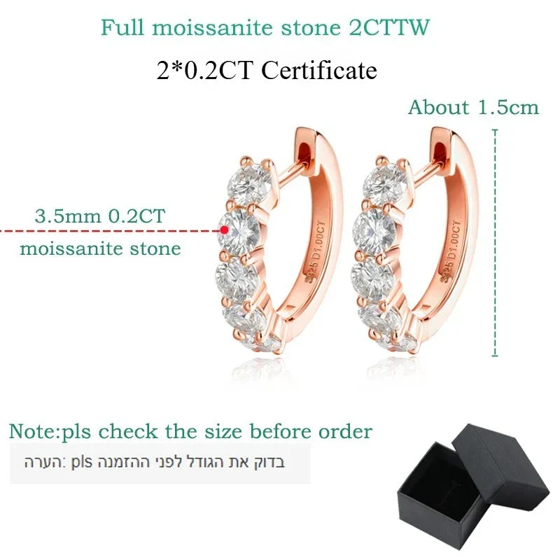 Smyoue Each 0.2CT 3.5mm Certified All Moissanite Hoop Earrings for Women Classic Sparkly Bridal Jewelry Pure 925 Plated 18K