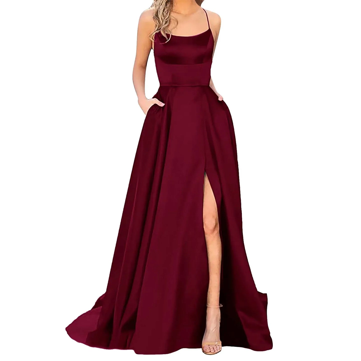 Evening wear Dresses: Evening Maxi Dress Lace-Up Backless Long Dresses