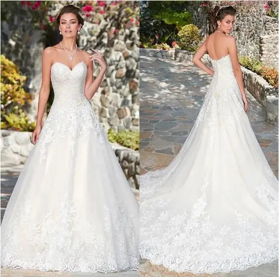 White Bridesmaid Dresses: White Sweetheart Neck Tulle Lace Applique A-line