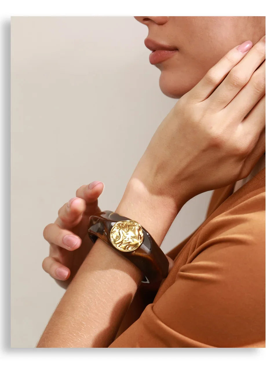 Yhpup 60mm Multi-Color Resin Wide Bracelet Bangle 2025 Exclusive Waterproof Stainless Steel Hot Style Fashion Wrist Jewelry Gift