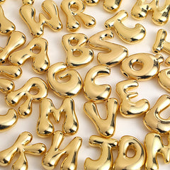 Gold Color Chunky Balloon Bubble Initial Letter Pendant Choker Necklaces