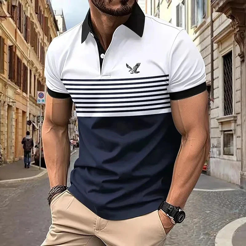 Men's Polo Shirt Golf Shirt Striped Turndown Street Casual Short Sleeve Clothing Apparel Fashion Casual Sport Comfortable
