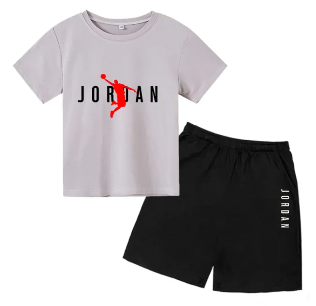 Basketball star Printing Children's T-shirt Tops +Shorts Fashion Leisure Clothing Toddler 3-12 Year Boys Girls Round neck Set